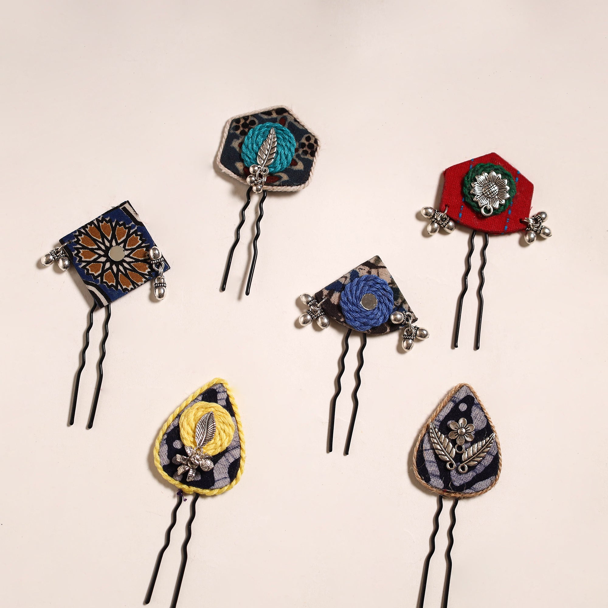 Multicolor - artisanal fabart juda pins (set of 6) 25