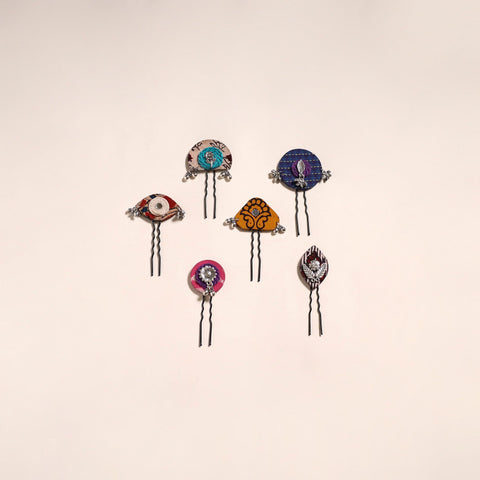 Multicolor - artisanal fabart juda pins (set of 6) 26