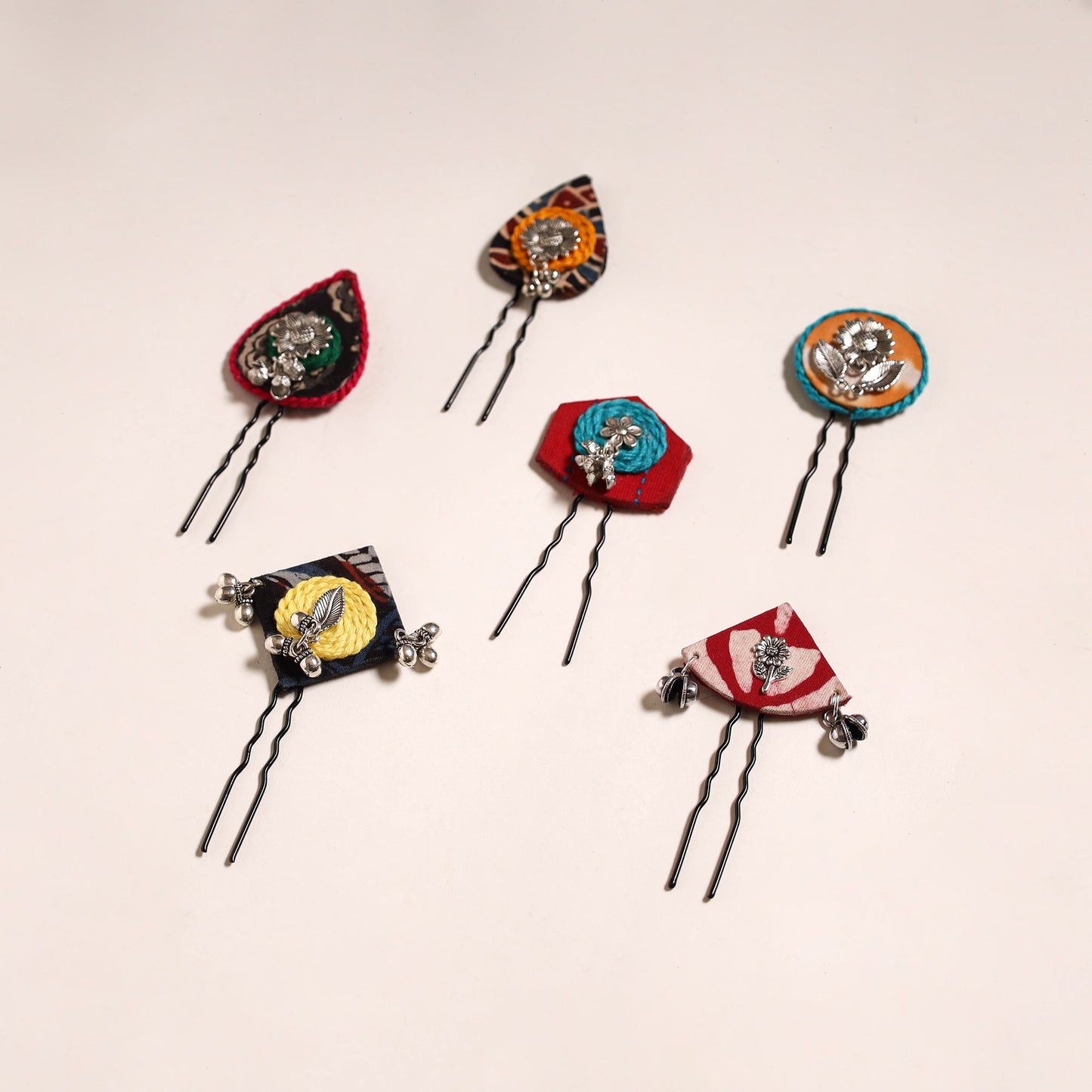 Multicolor - artisanal fabart juda pins (set of 6) 27