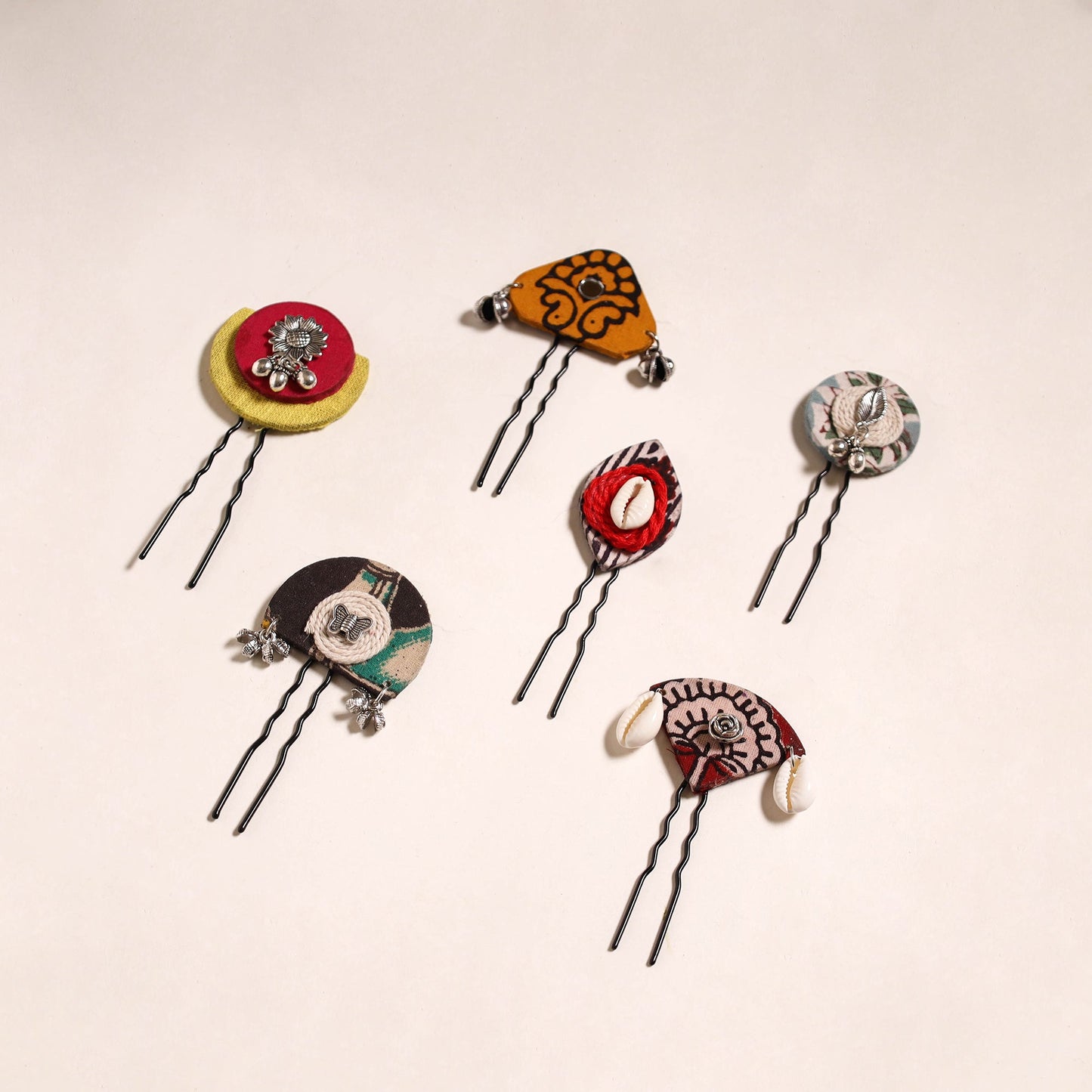 Multicolor - artisanal fabart juda pins (set of 6) 31