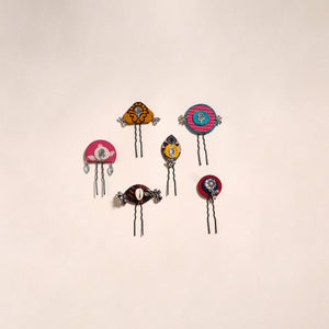 Multicolor - artisanal fabart juda pins (set of 6) 32
