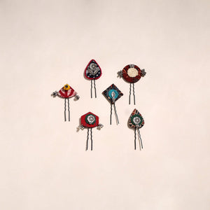 Multicolor - artisanal fabart juda pins (set of 6) 34