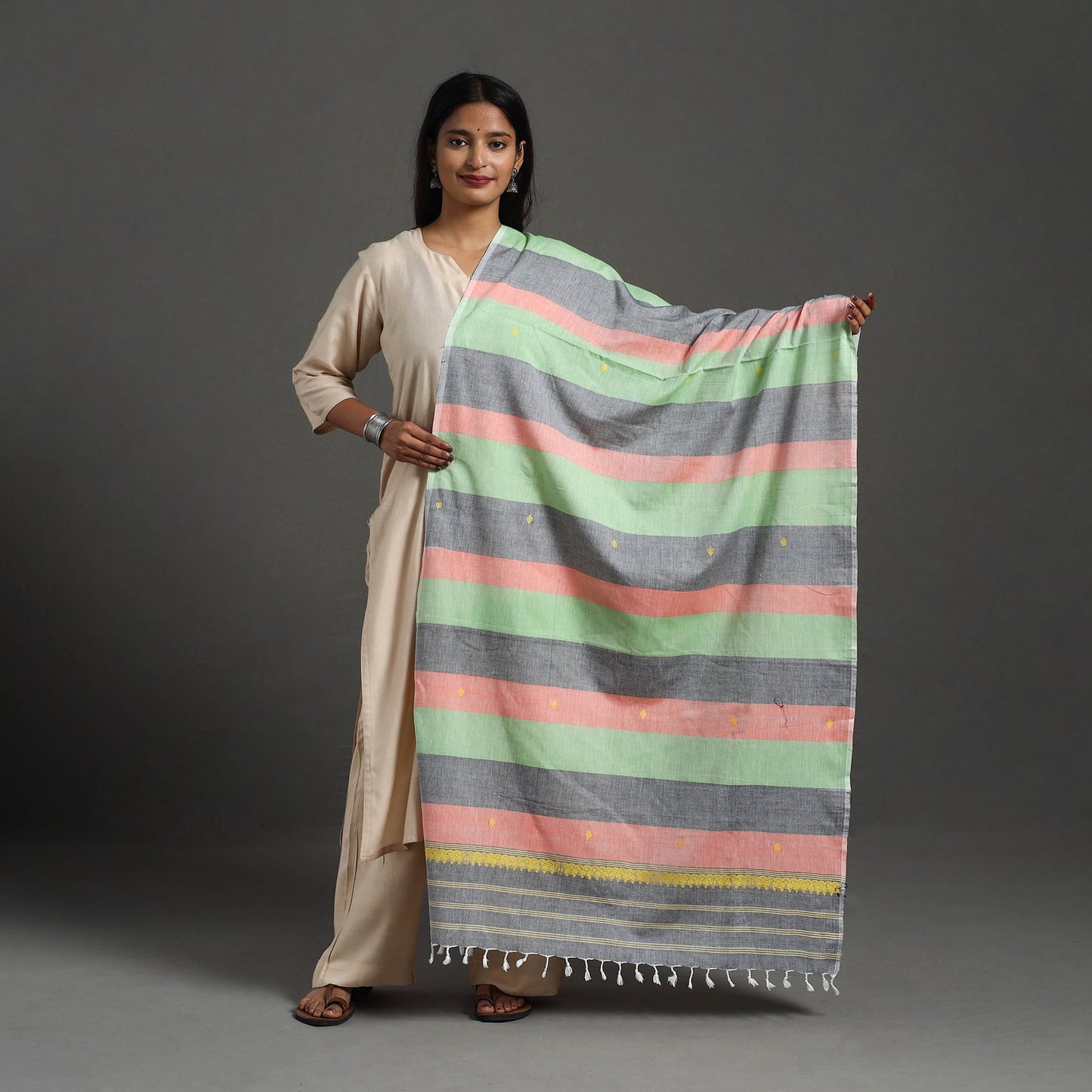 Multicolor - assam weave thread buti cotton handloom