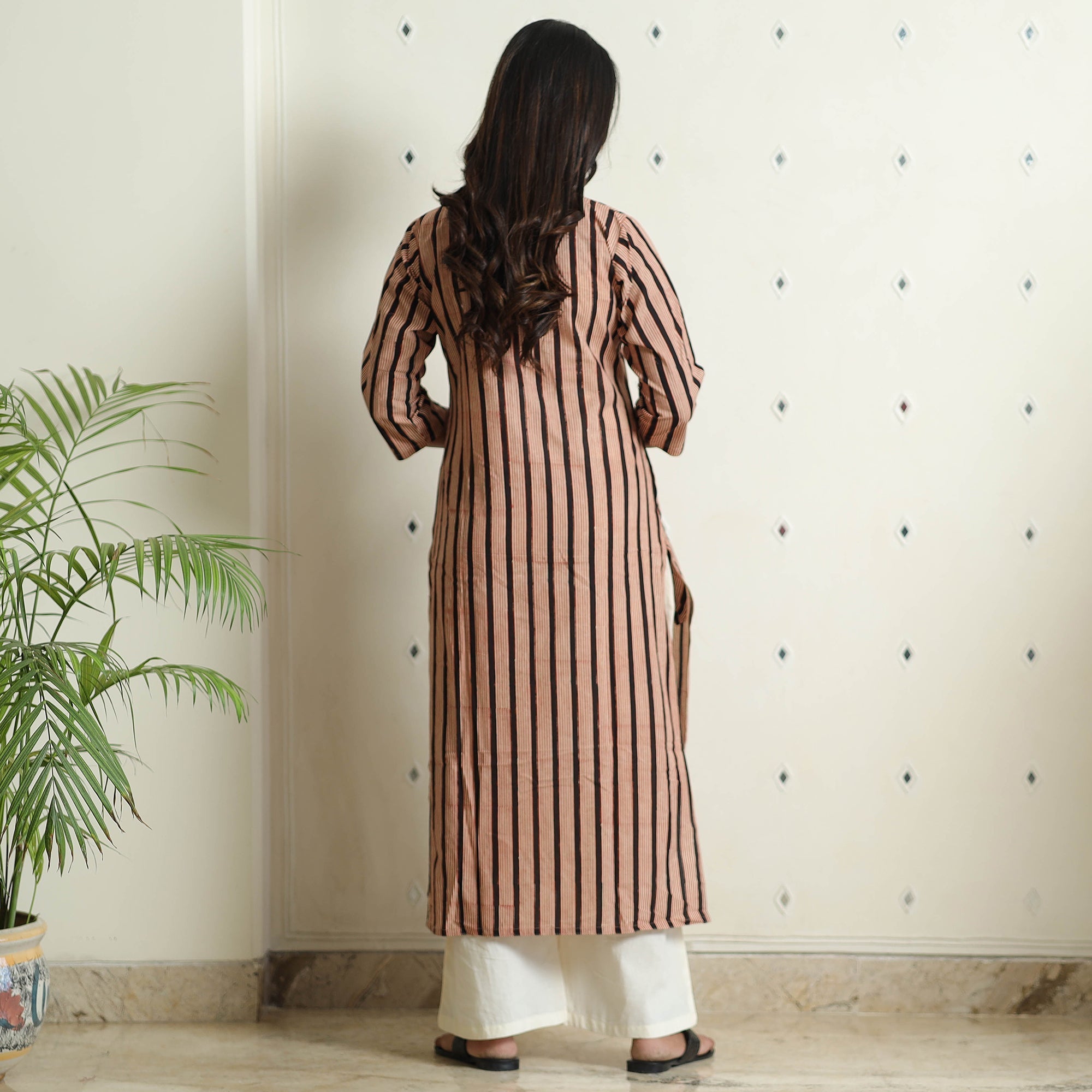  Authentic Natural Bagru Block Printed Cotton Straight Long Kurta 