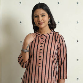  Authentic Natural Bagru Block Printed Cotton Straight Long Kurta 