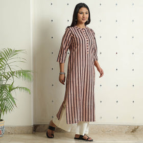  Authentic Natural Bagru Block Printed Cotton Straight Long Kurta 