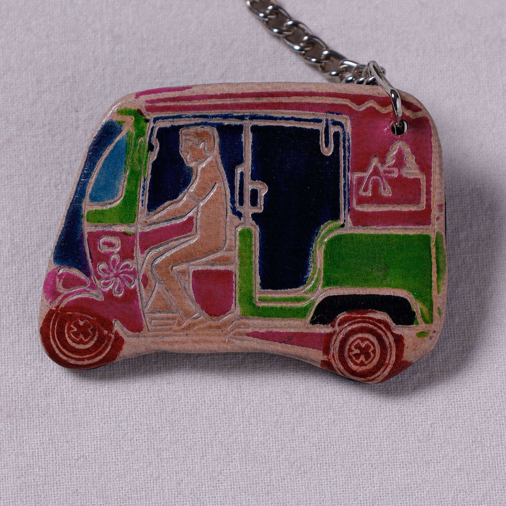 Multicolor Handcrafted Leather Keychain 