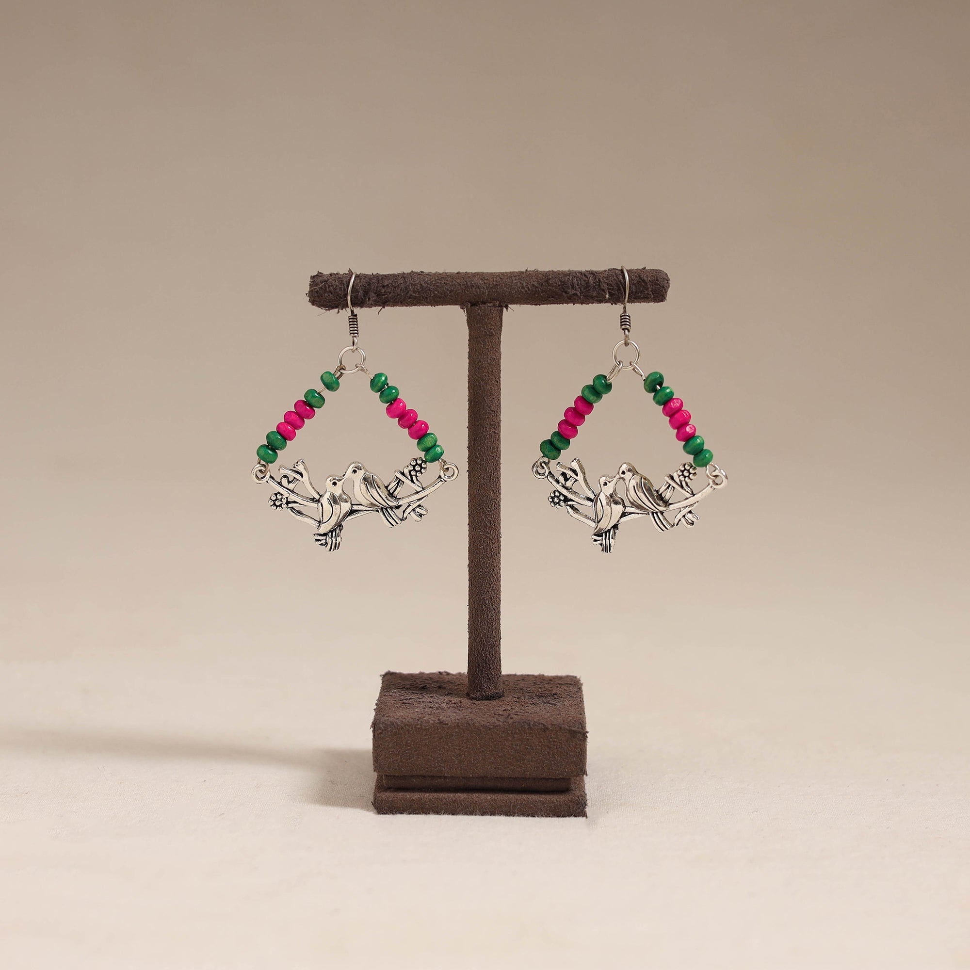 Multicolor - avira wooden beads earrings with german silver