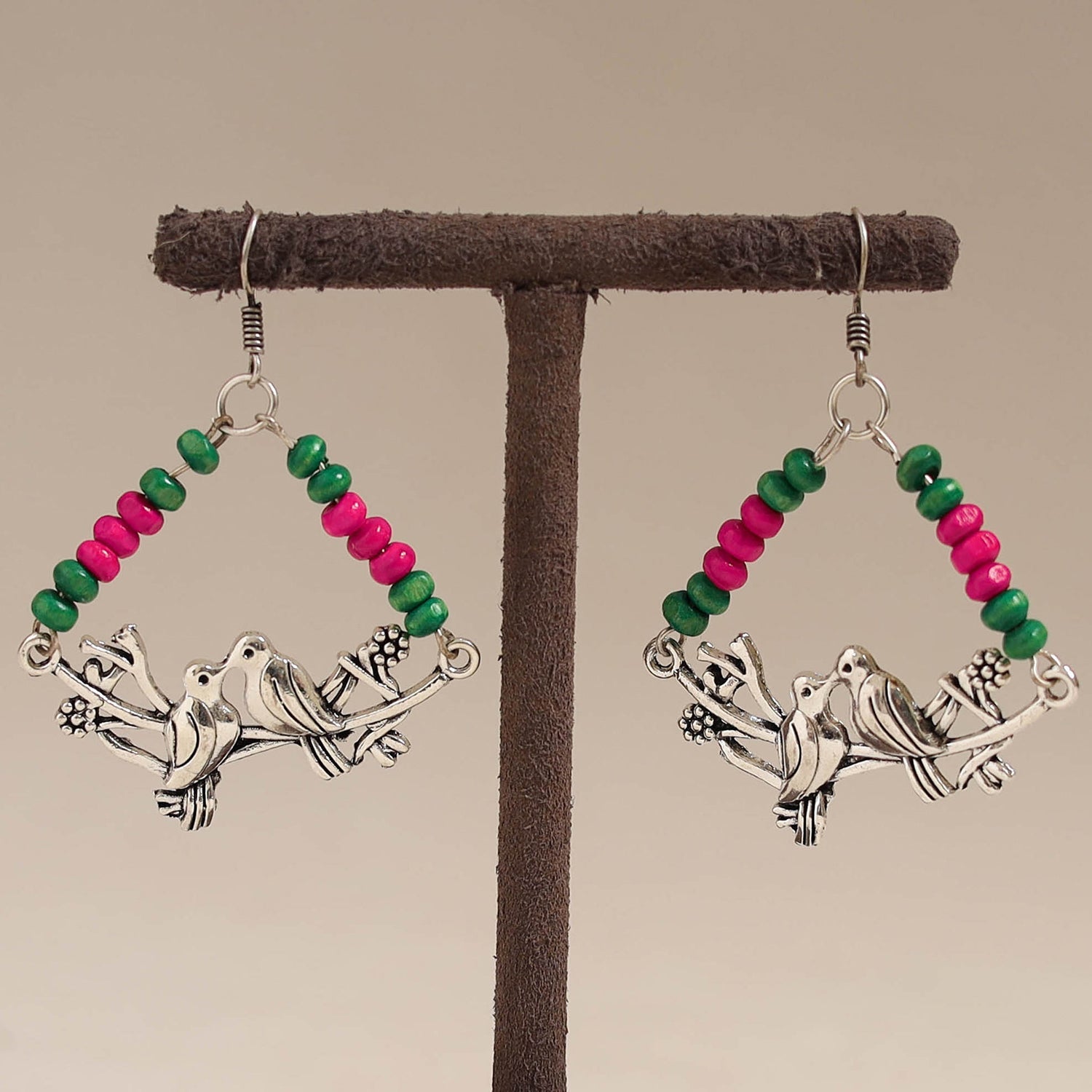 Multicolor - avira wooden beads earrings with german silver