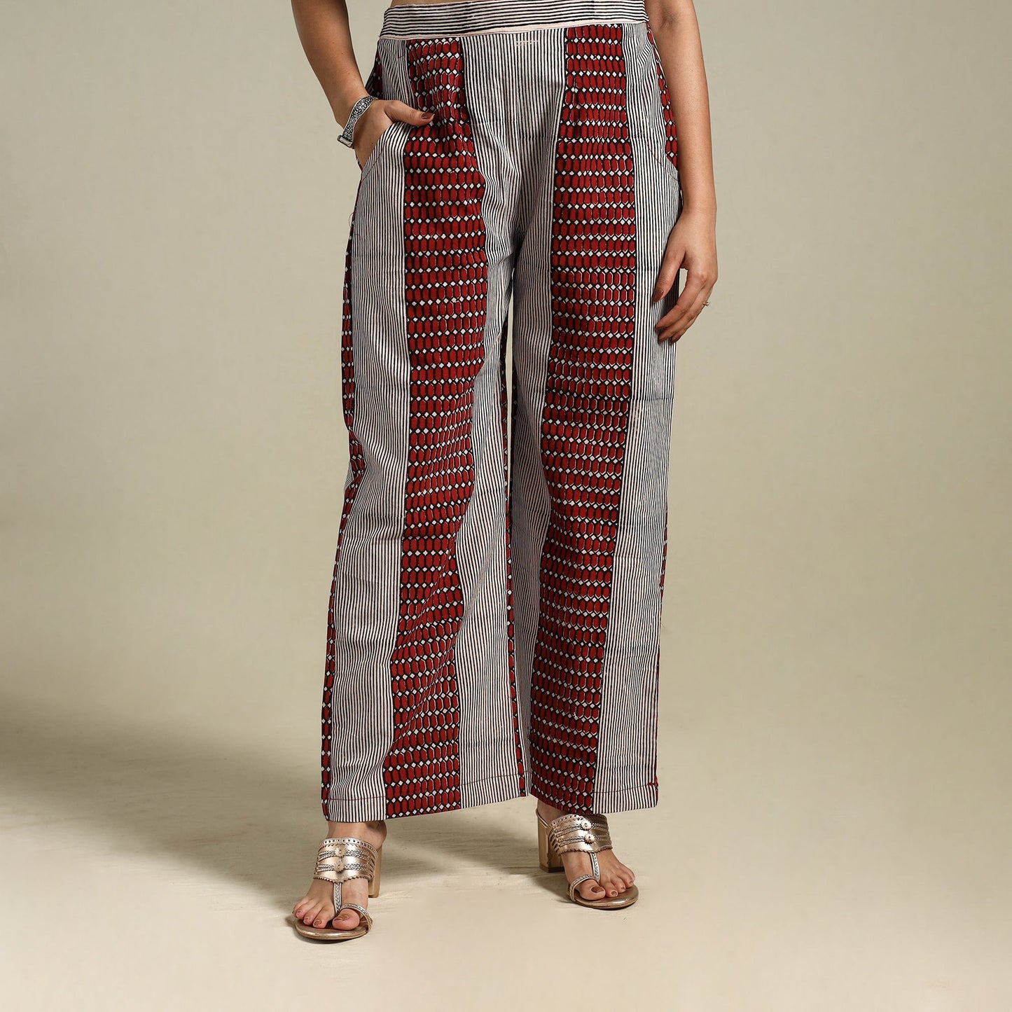 White Bagh Block Print Natural Dyed Cotton Palazzo