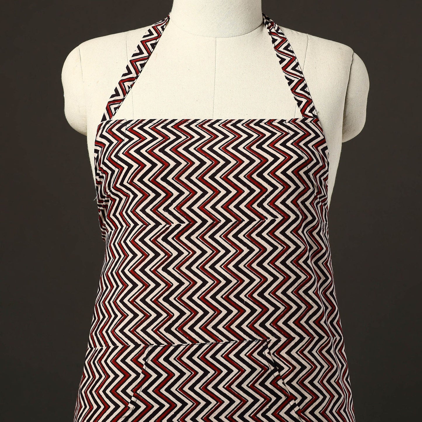 Multicolor - bagh cotton apron with pocket 27 - handcrafted