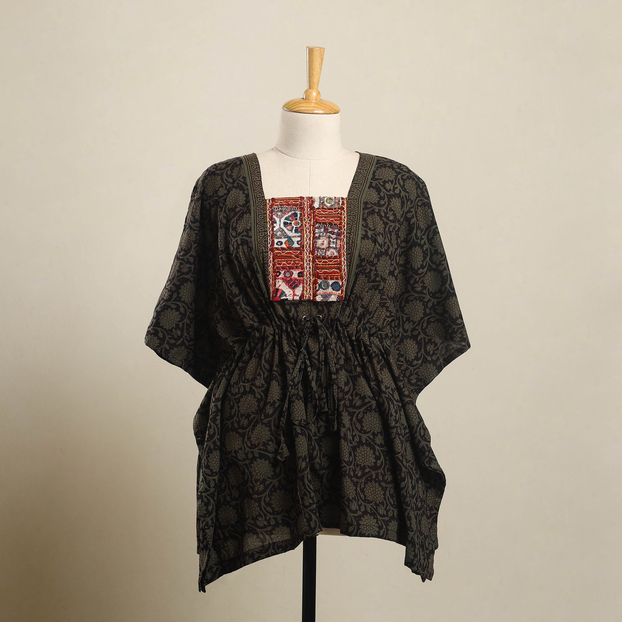 Buy Multicolor Bagh Cotton Kaftan with Desert Thread Embroidery