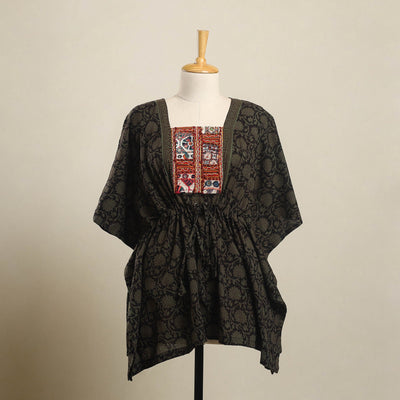 Buy Multicolor Bagh Cotton Kaftan with Desert Thread Embroidery