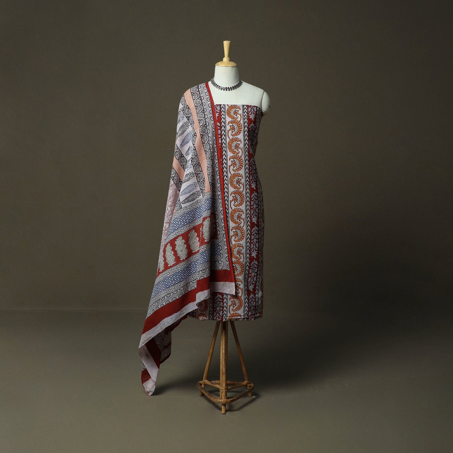 Bagh hand block print natural dyed cotton 3pc unstitched