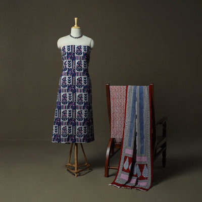 Bagh hand block print natural dyed cotton 3pc unstitched
