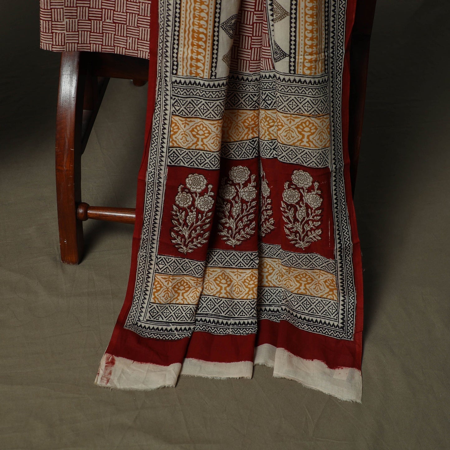 Bagh hand block print natural dyed cotton 3pc unstitched