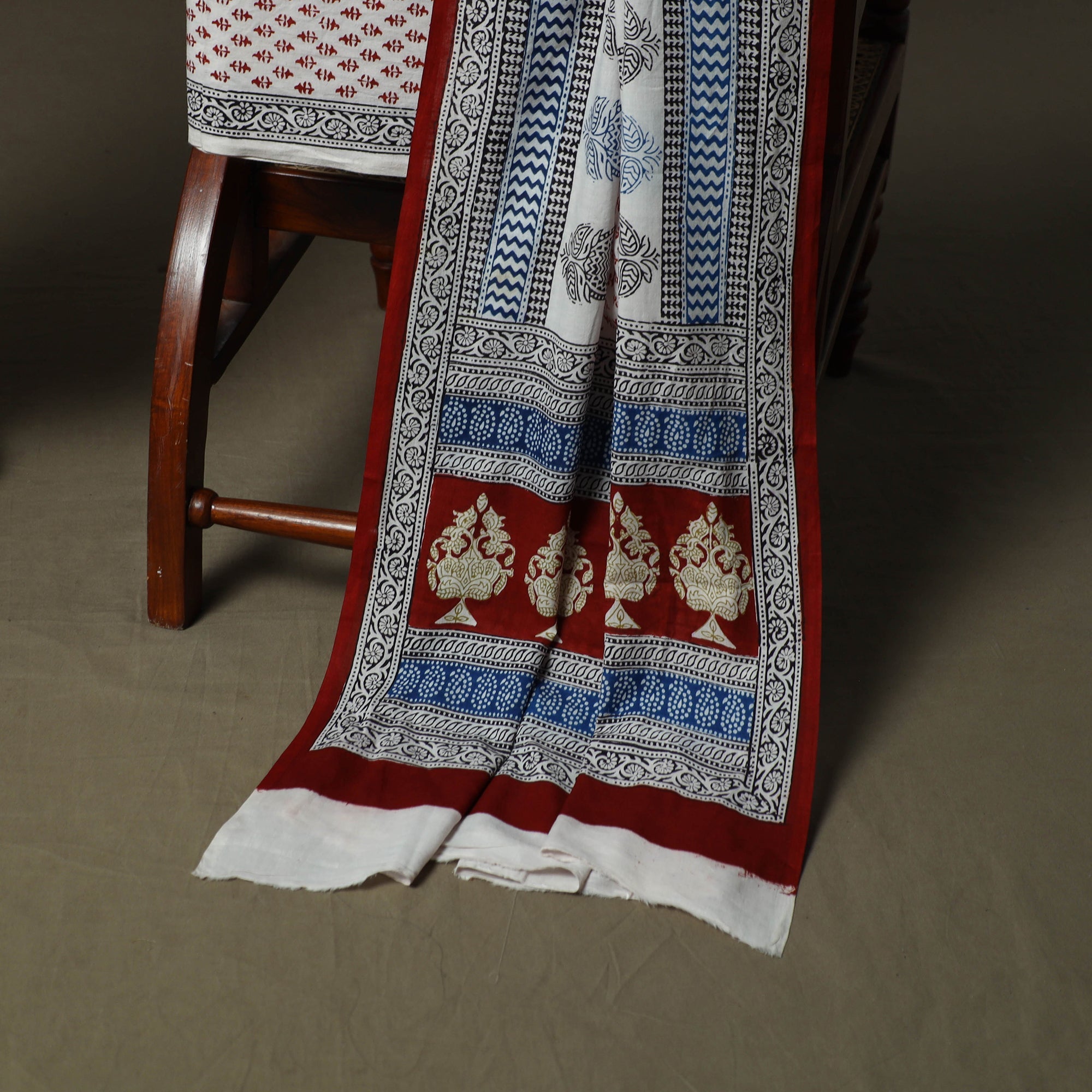 Bagh hand block print natural dyed cotton 3pc unstitched
