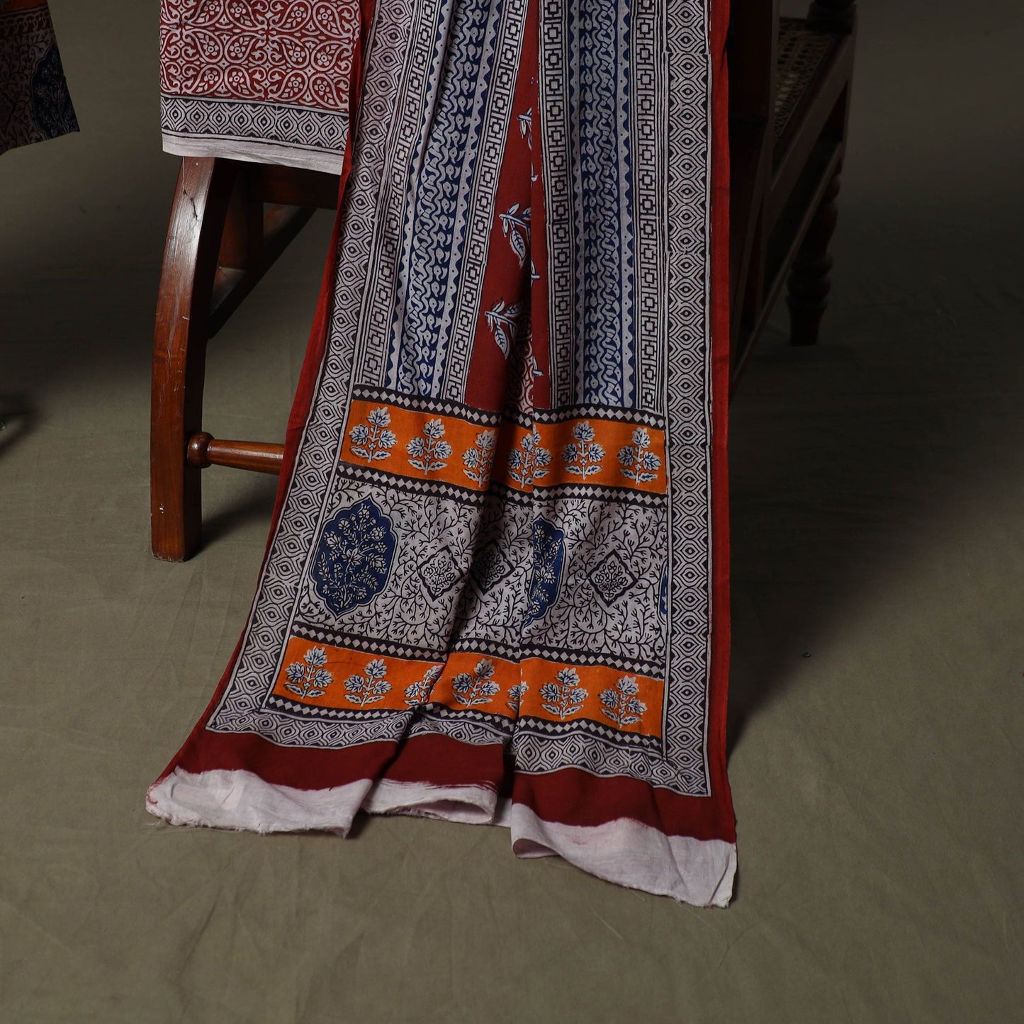 Bagh hand block print natural dyed cotton 3pc unstitched