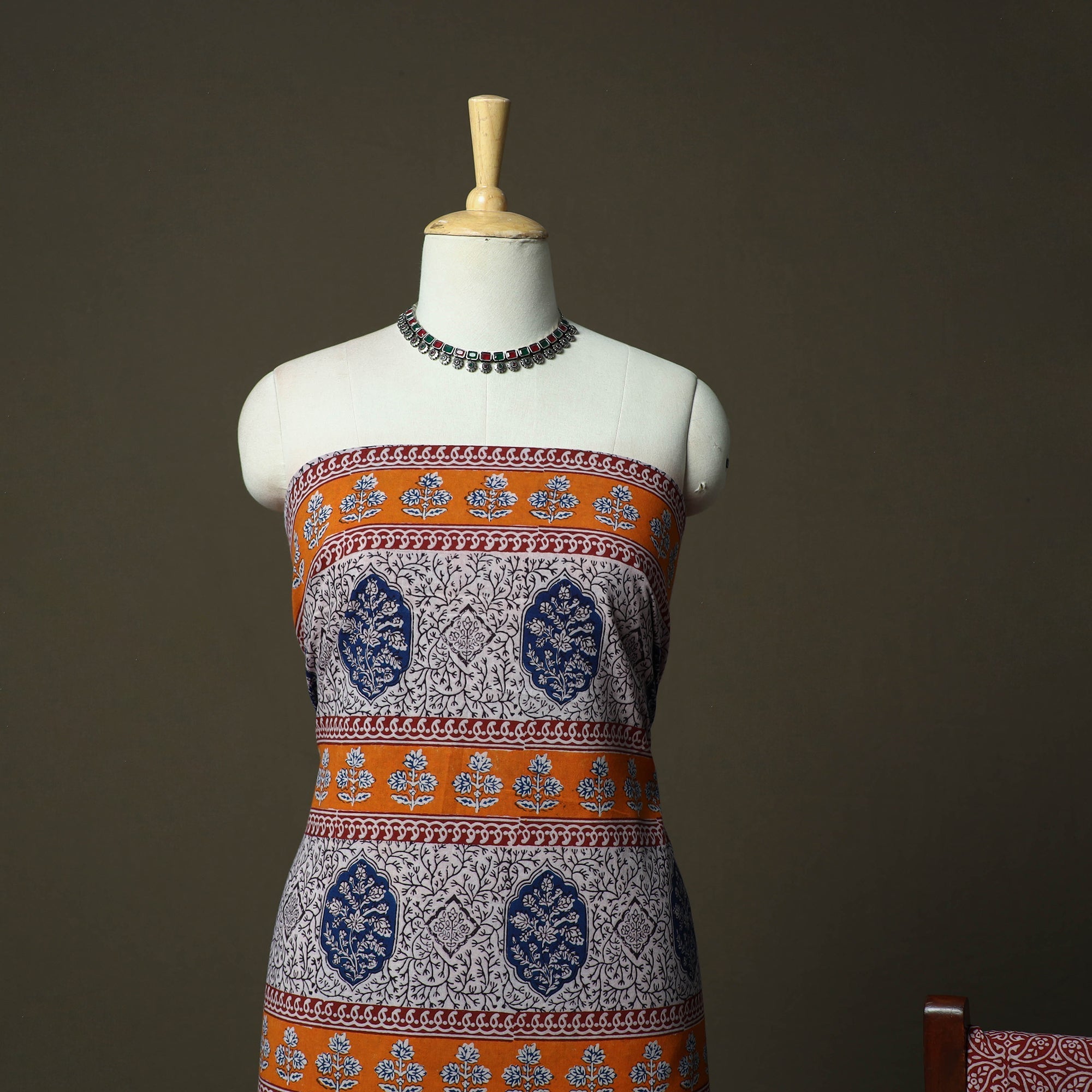 Bagh hand block print natural dyed cotton 3pc unstitched