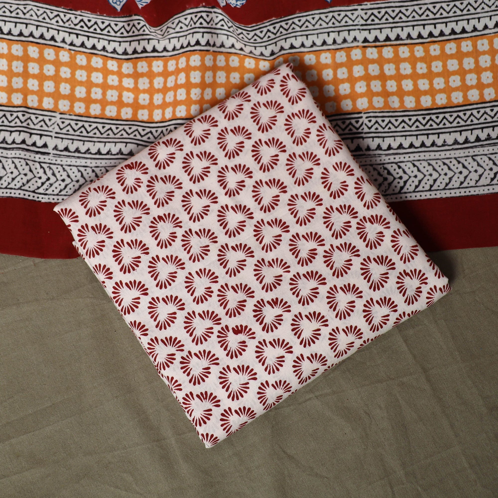 Bagh hand block print natural dyed cotton 3pc unstitched