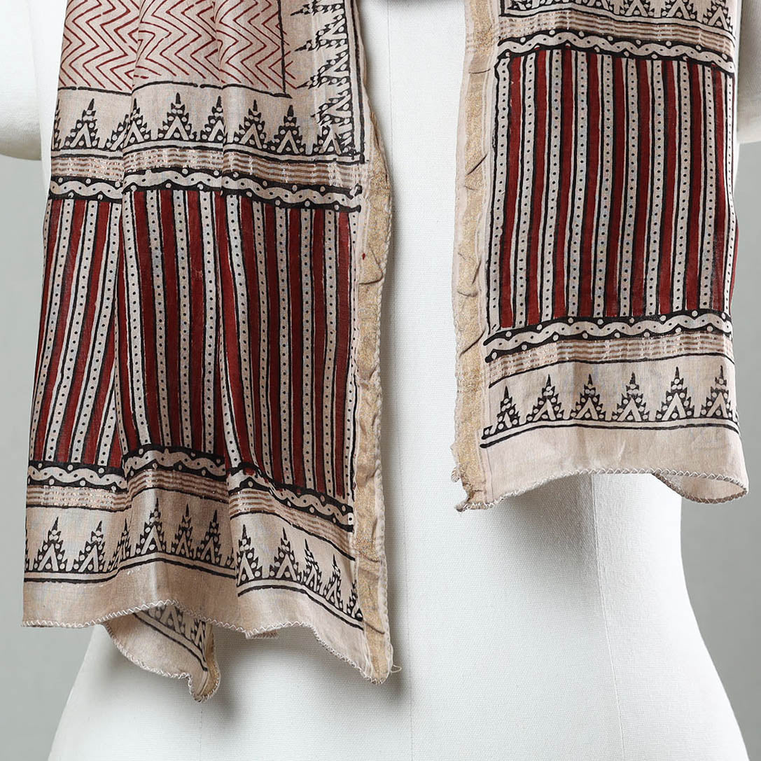 Multicolor  Bagh Hand Block Printed Chanderi Silk Stole