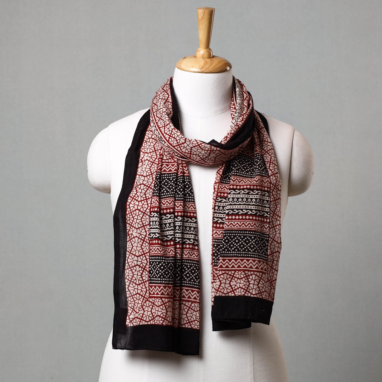 Multicolor Bagh Hand Block Printed Cotton Stole 