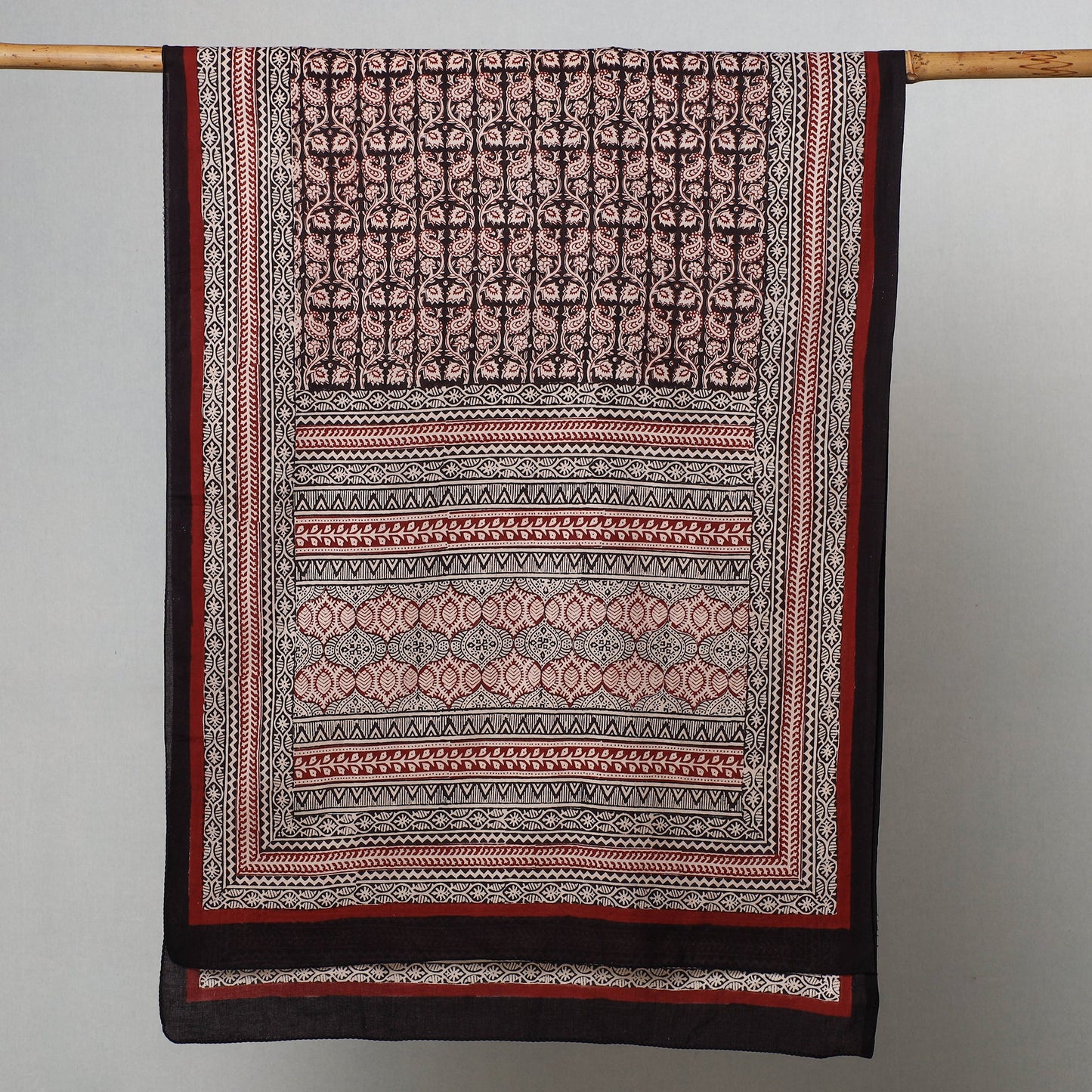 Multicolor Bagh Hand Block Printed Cotton Stole 