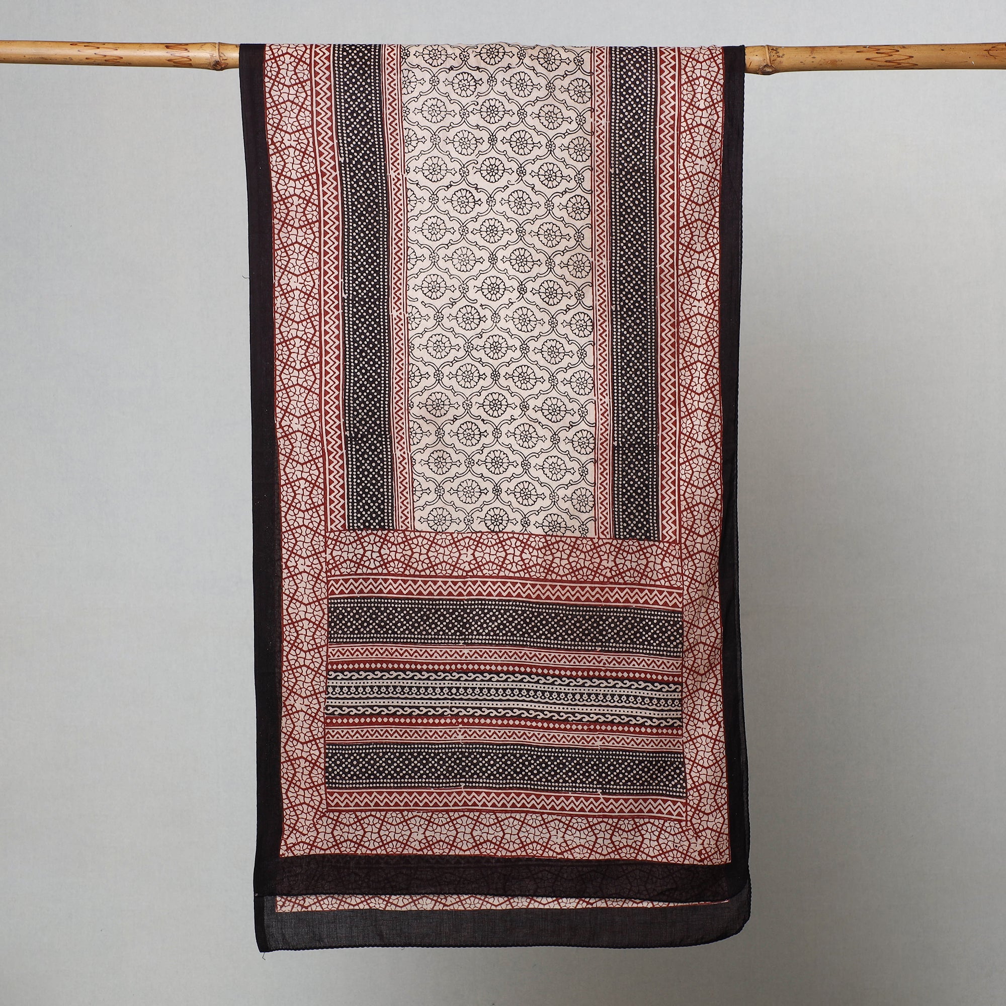 Multicolor Bagh Hand Block Printed Cotton Stole 
