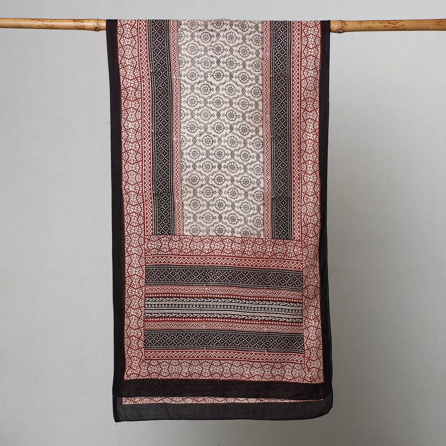Multicolor Bagh Hand Block Printed Cotton Stole 