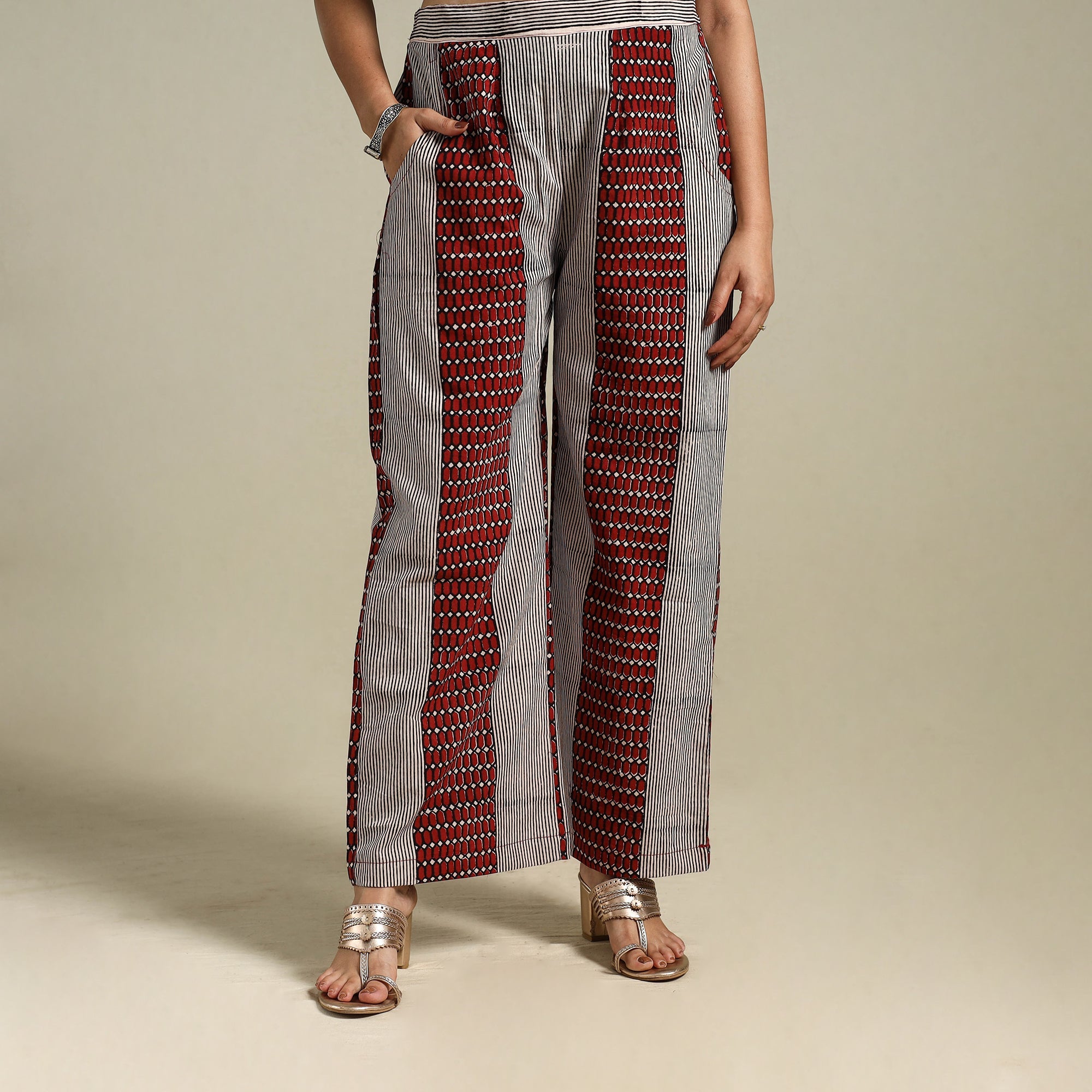 White Bagh Block Print Natural Dyed Cotton Palazzo