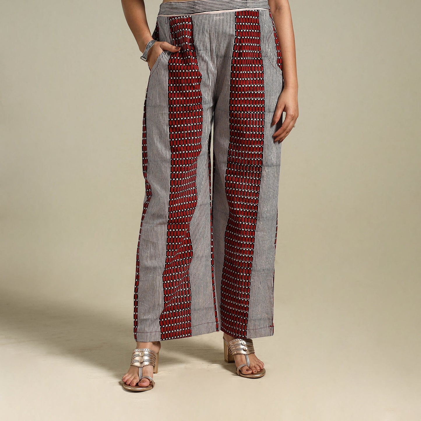 White Bagh Block Print Natural Dyed Cotton Palazzo