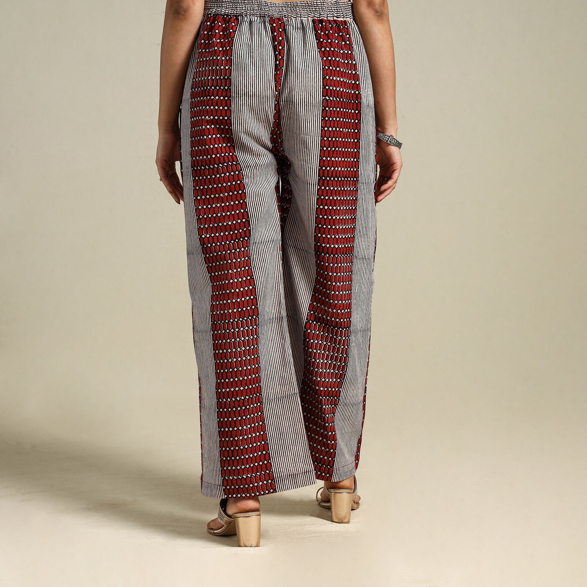 White Bagh Block Print Natural Dyed Cotton Palazzo