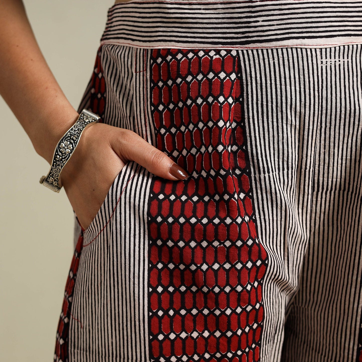 White Bagh Block Print Natural Dyed Cotton Palazzo