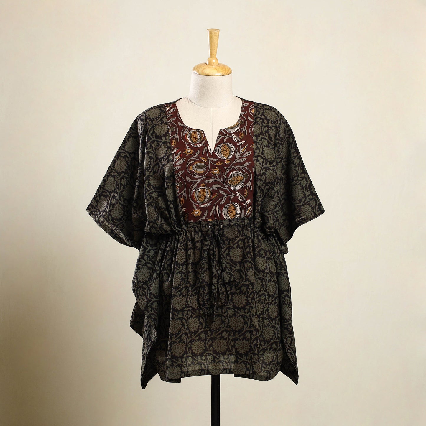 Multicolor - bagh patchwork cotton kaftan (short) 36