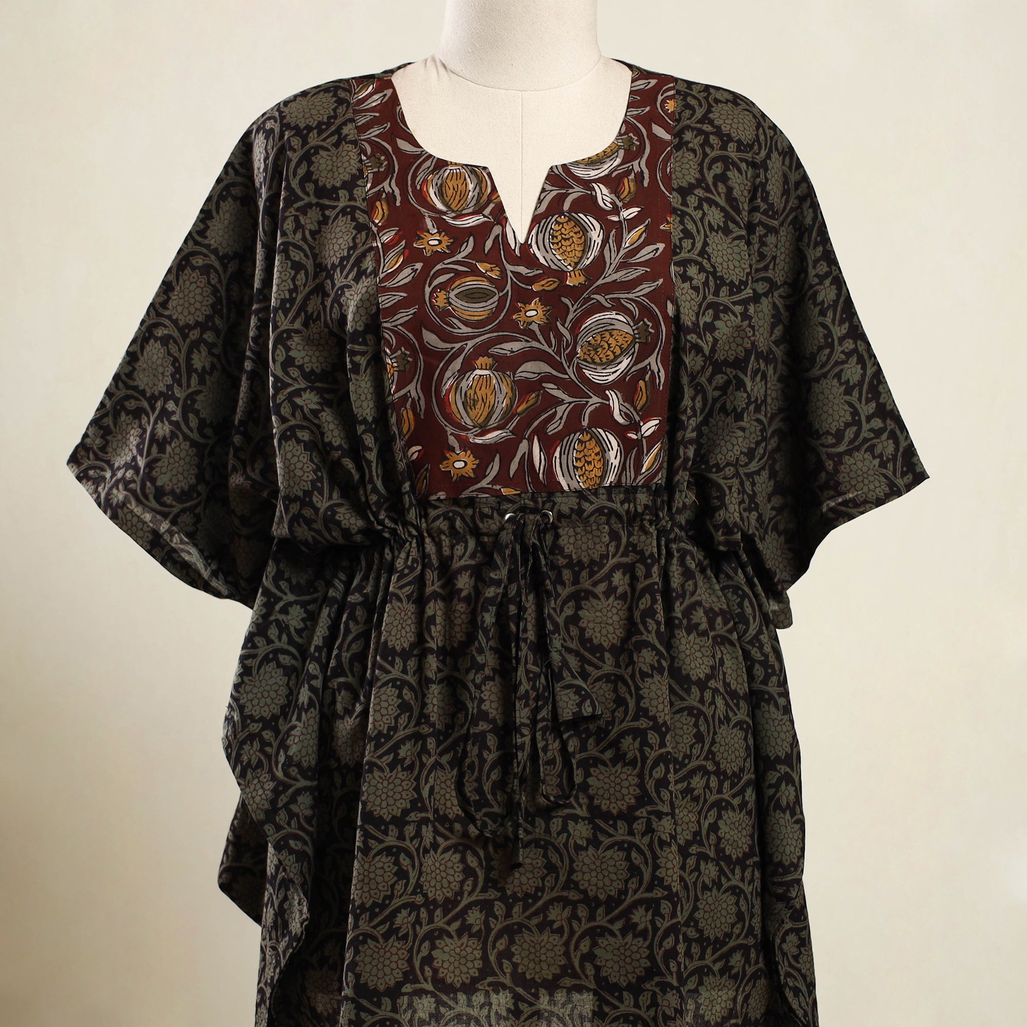 Multicolor - bagh patchwork cotton kaftan (short) 36