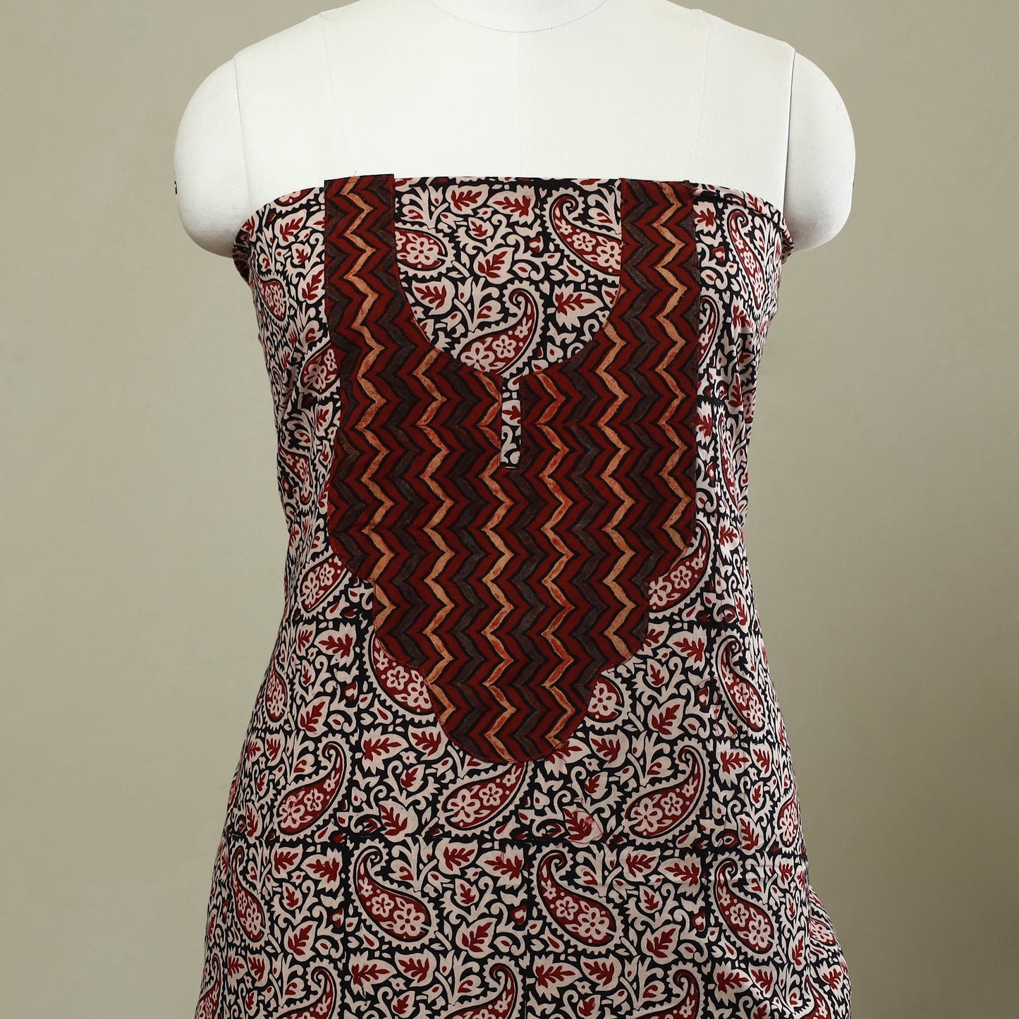 Buy Multicolor Bagh Print Patchwork Cotton Kurta Material