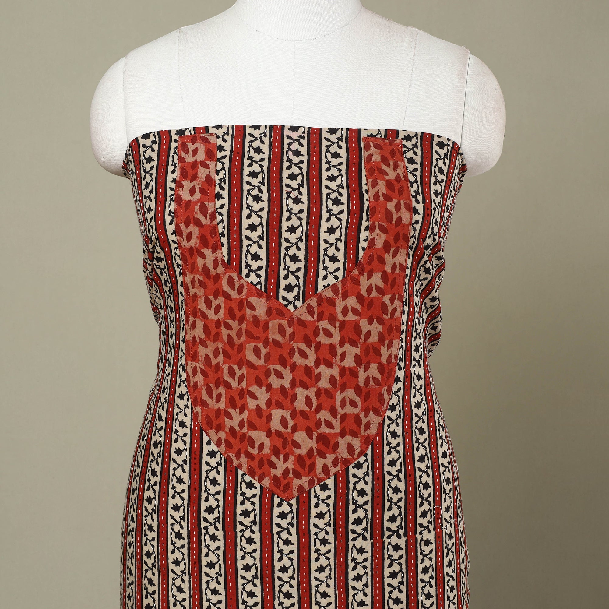 Buy Multicolor Bagh Print Patchwork Cotton Kurta Material