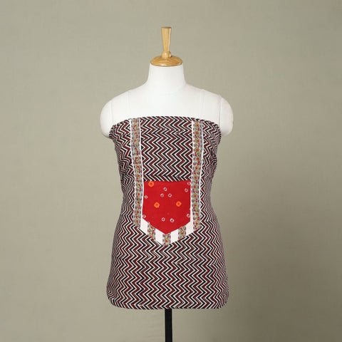 Buy Multicolor Bagh Print Patchwork Cotton Kurta Material