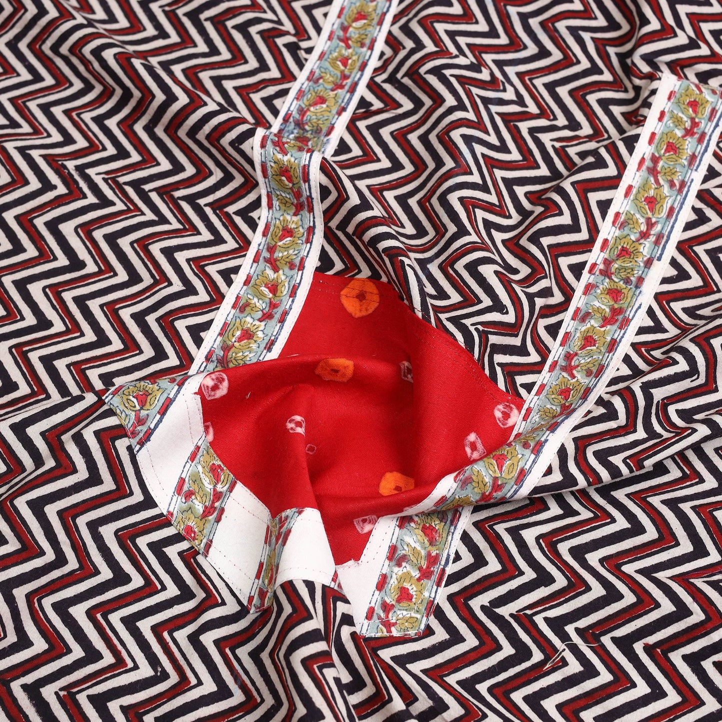 Buy Multicolor Bagh Print Patchwork Cotton Kurta Material