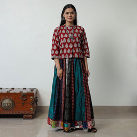 Multicolor - bagh skirt with 24 kali patchwork 08
