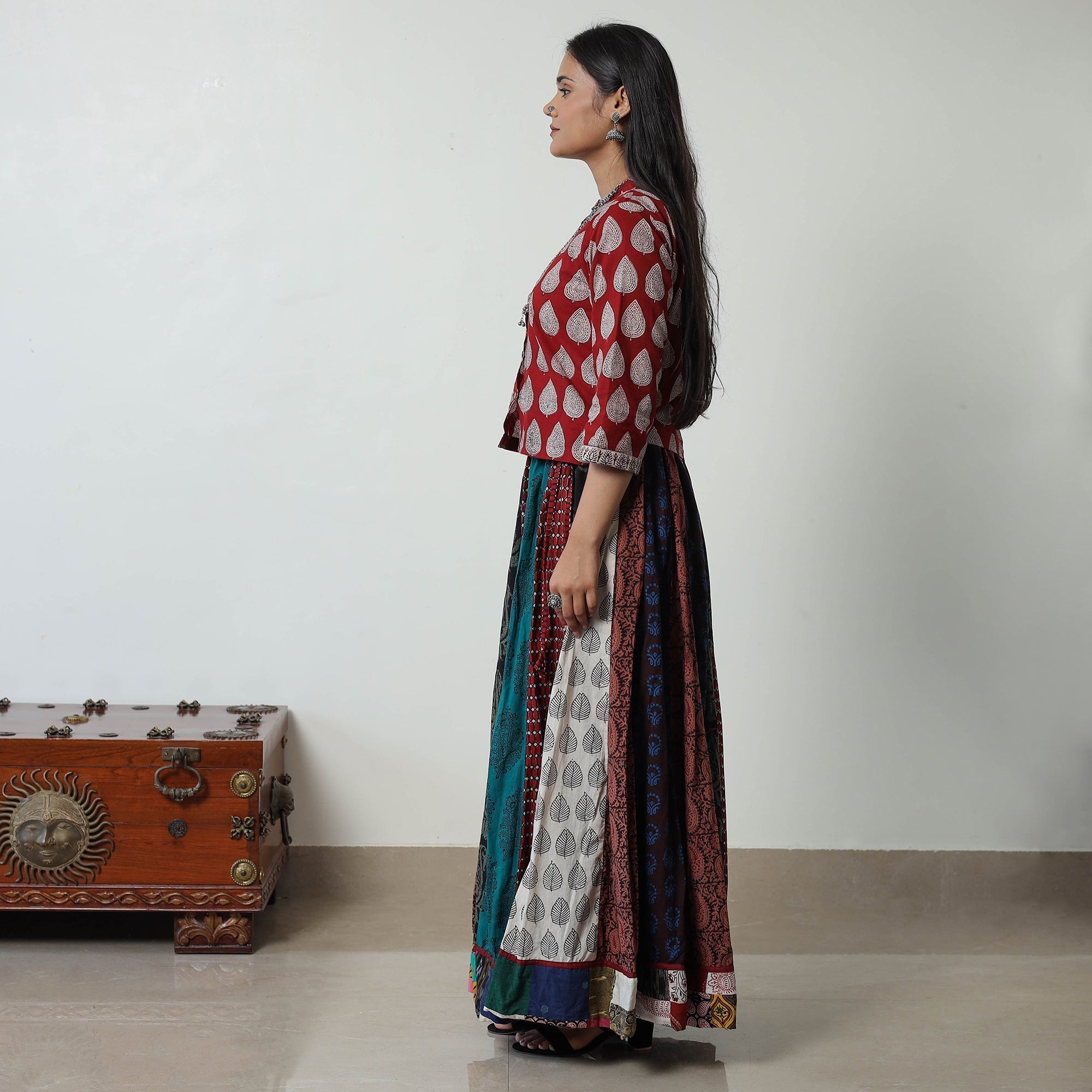 Multicolor - bagh skirt with 24 kali patchwork 08