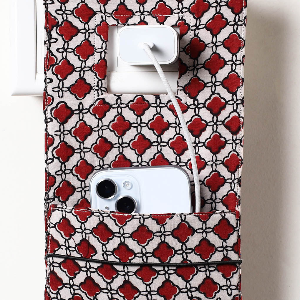 Multicolor Bagh Block Printed Cotton Mobile Charging Holder 