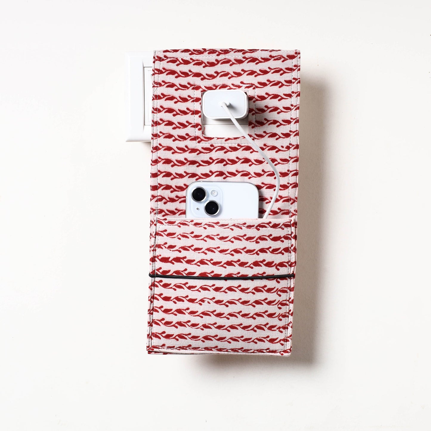 Multicolor Bagh Block Printed Cotton Mobile Charging Holder 