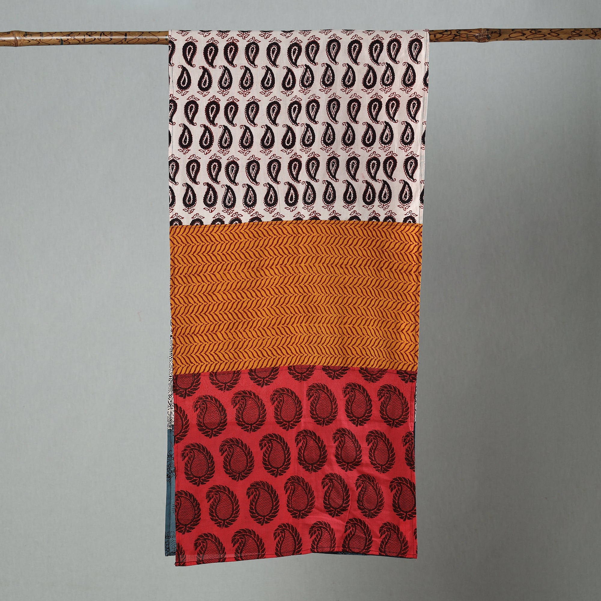  Bagh Block Printed Patchwork Cotton Stole 02 Online at iTokri.com