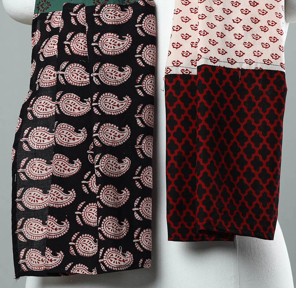  Bagh Block Printed Patchwork Cotton Stole 08 Online at iTokri.com
