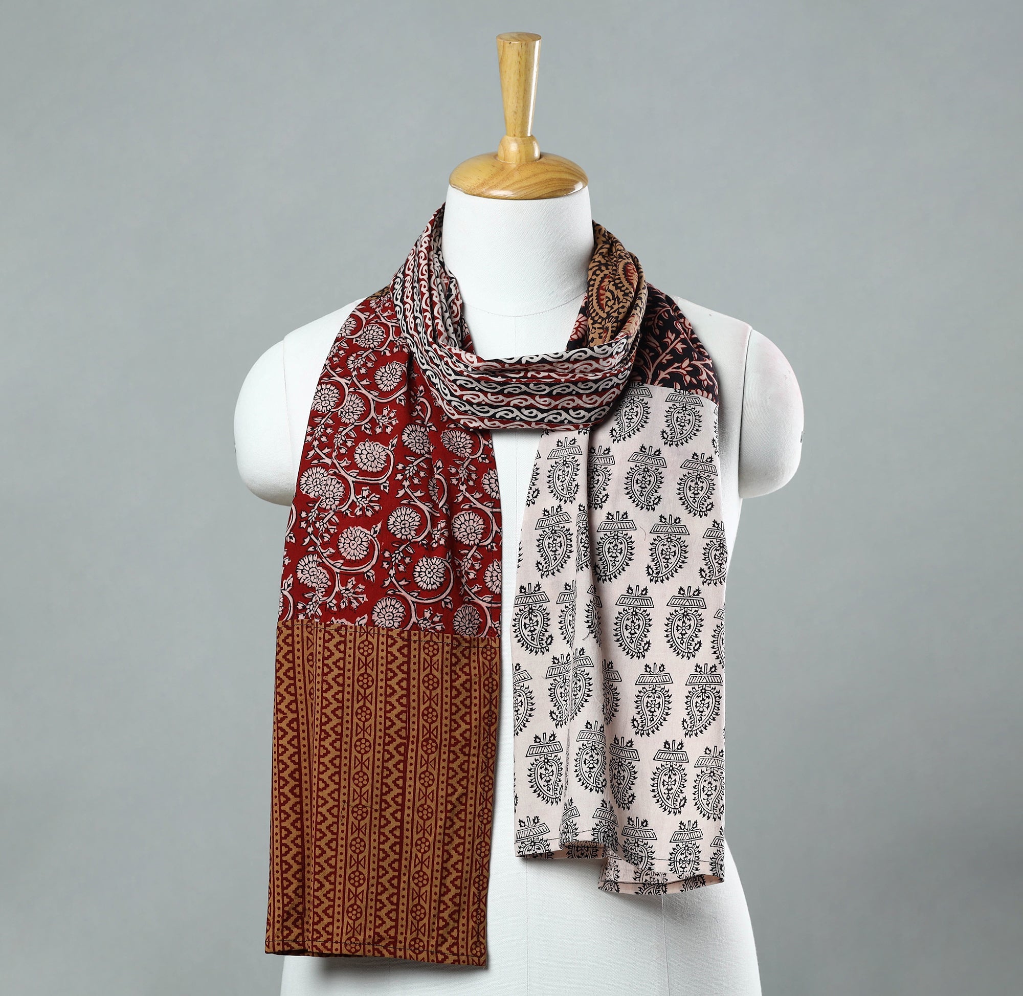  Bagh Block Printed Patchwork Cotton Stole 16 Online at iTokri.com