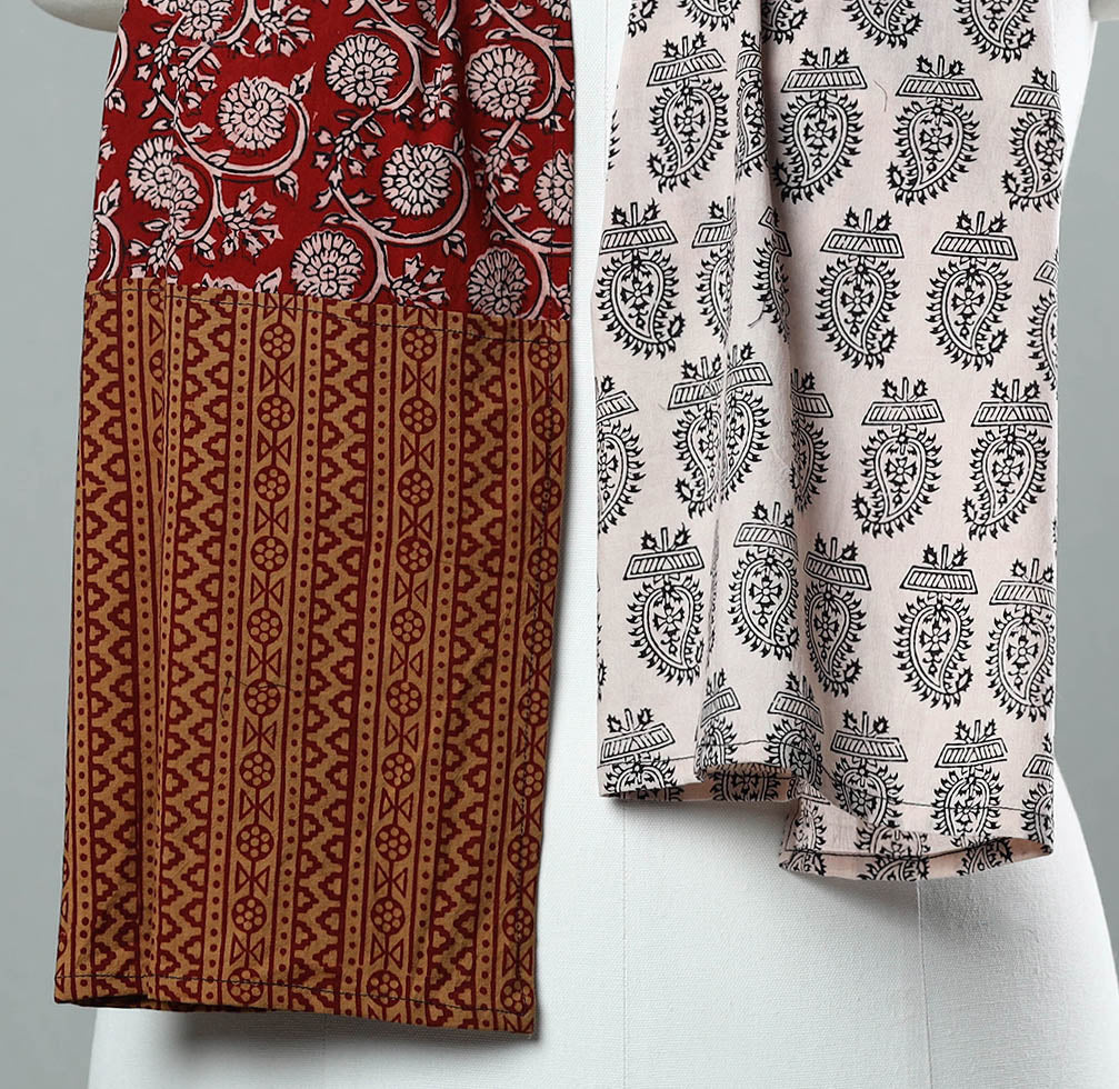  Bagh Block Printed Patchwork Cotton Stole 16 Online at iTokri.com