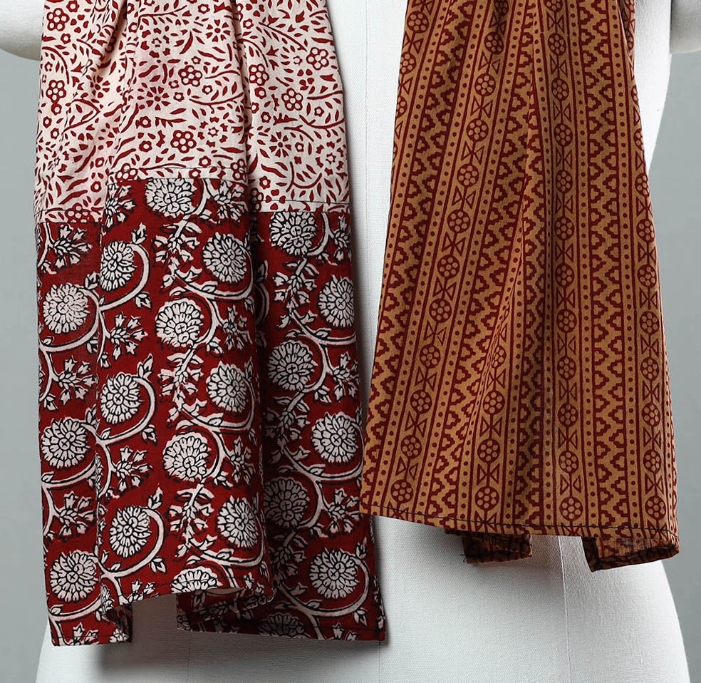  Bagh Block Printed Patchwork Cotton Stole 21 