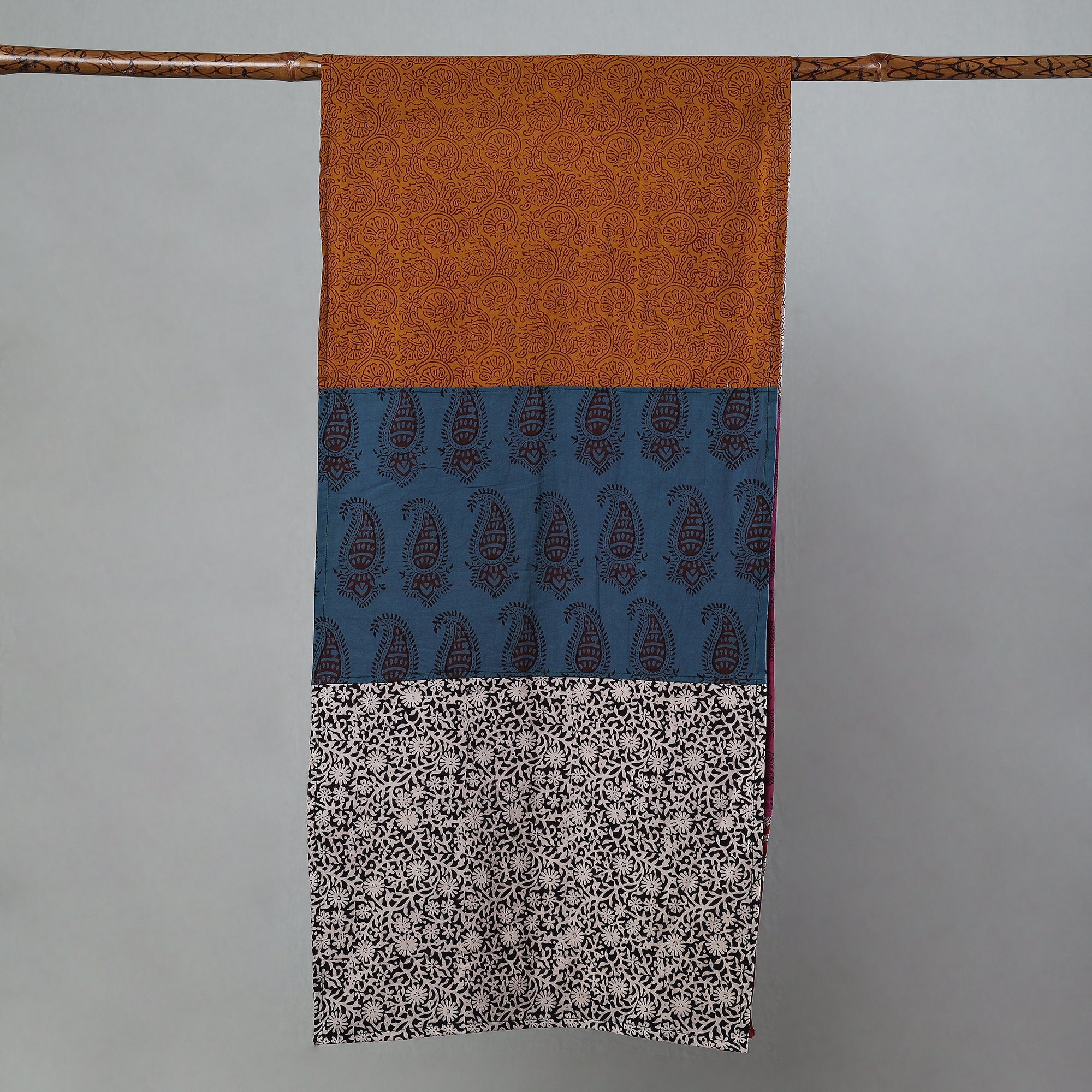  Multicolor Bagh Block Printed Patchwork Cotton Stole