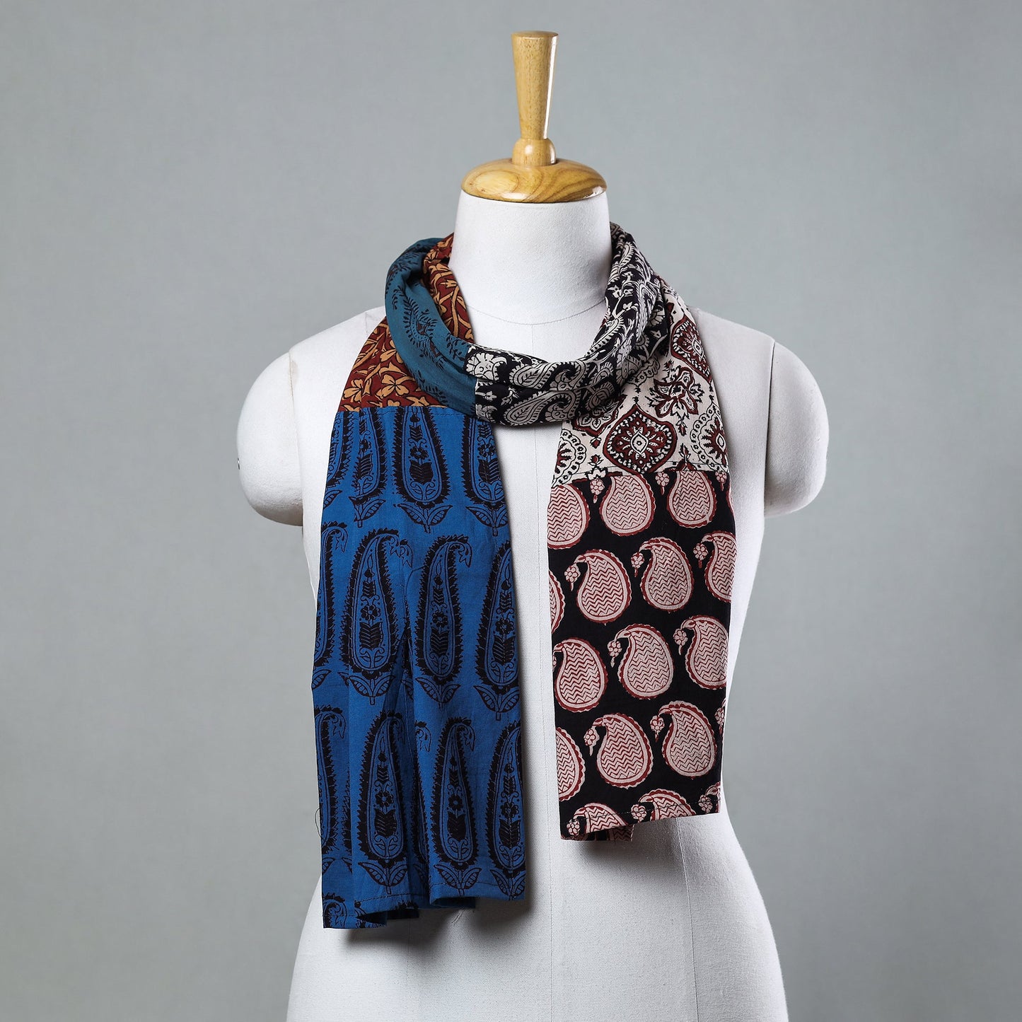 Multicolor Bagh Block Printed Patchwork Cotton Stole